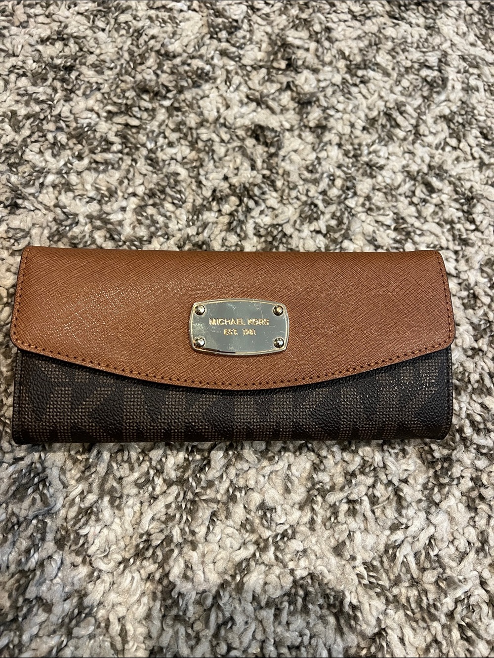 Michael Kors Brown Two-Tone Signature Continental Wallet